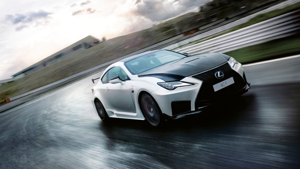 Lexus RC F driving on a race track